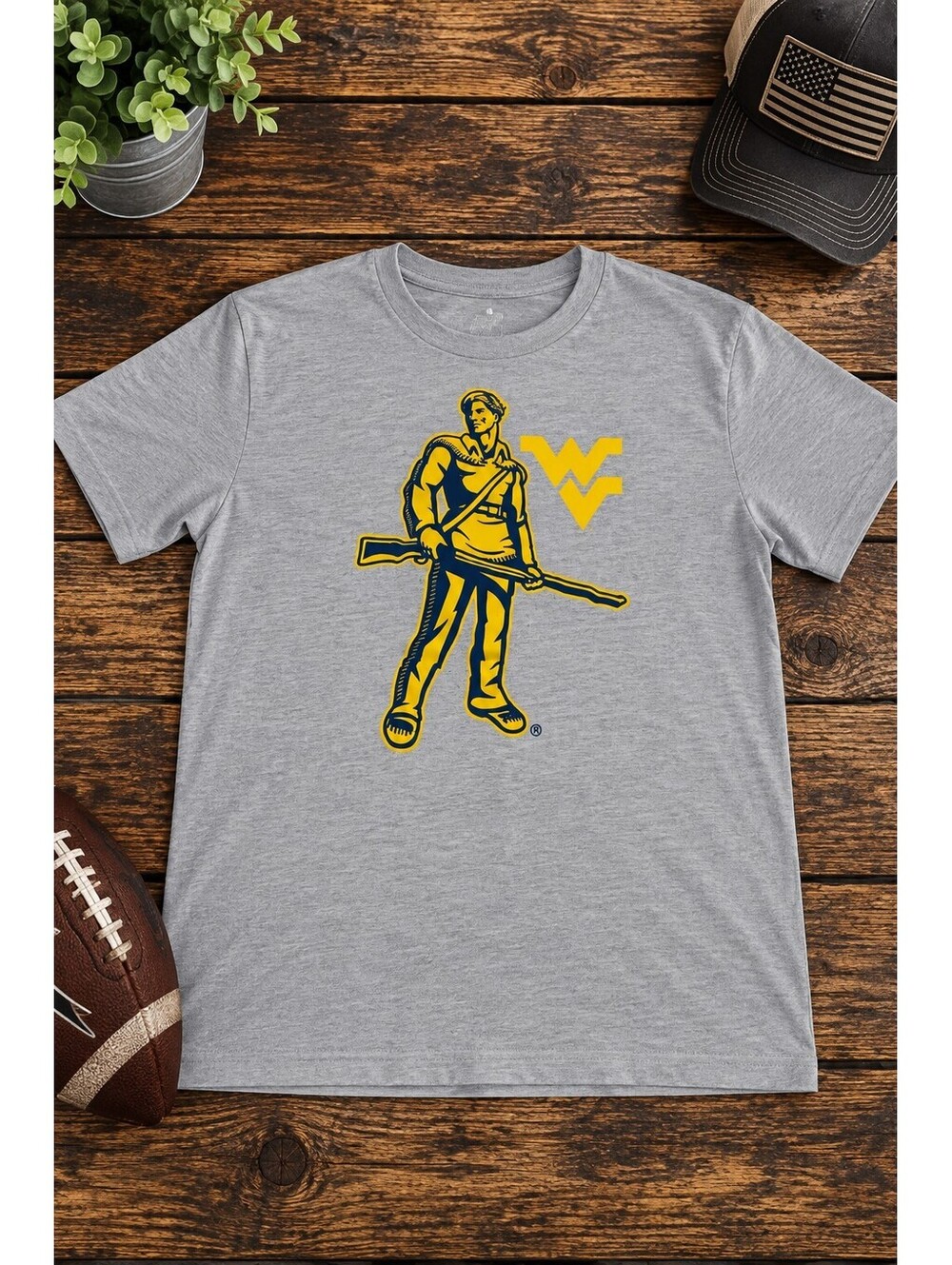 Gray West Virginia Mountaineers graphic T-shirt small